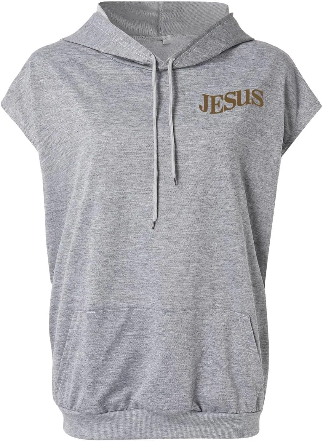 Sleeveless Hoodies for Women Jesus Loves You Workot Tank Tops Oversized Summer Lightweight Drawstring Hooded Vest with Pocket