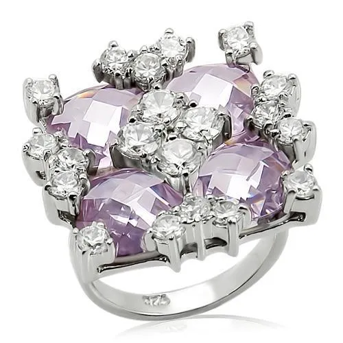 Sterling Silver Ring AAA GRD CZ Light Amethyst LOS197 for Women Style Rhodium