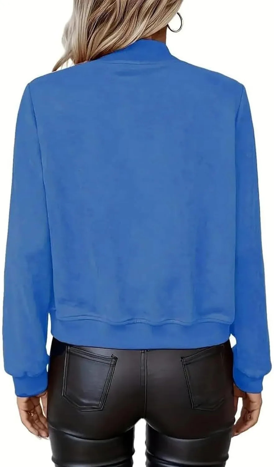Suede Jackets for Women 2024 Trendy Comfy Cropped Zip Up Jackets Faux Leather Casual Jacket Outwear with Pockets