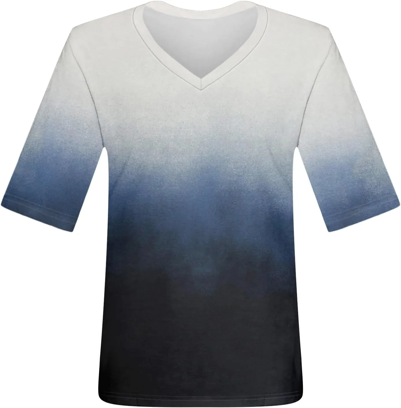 Summer Tops for Women 2024 Half Sleeve top Printed V Neck Shirts Gradient Loose Fit Elbow Length Sleeve Blouse