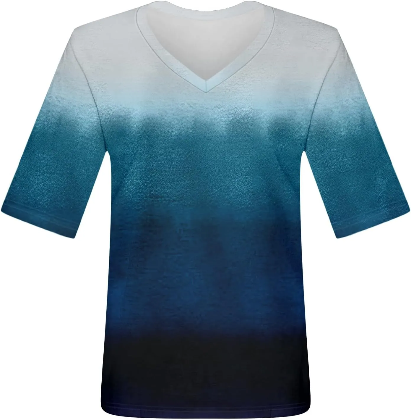 Summer Tops for Women 2024 Half Sleeve top Printed V Neck Shirts Gradient Loose Fit Elbow Length Sleeve Blouse