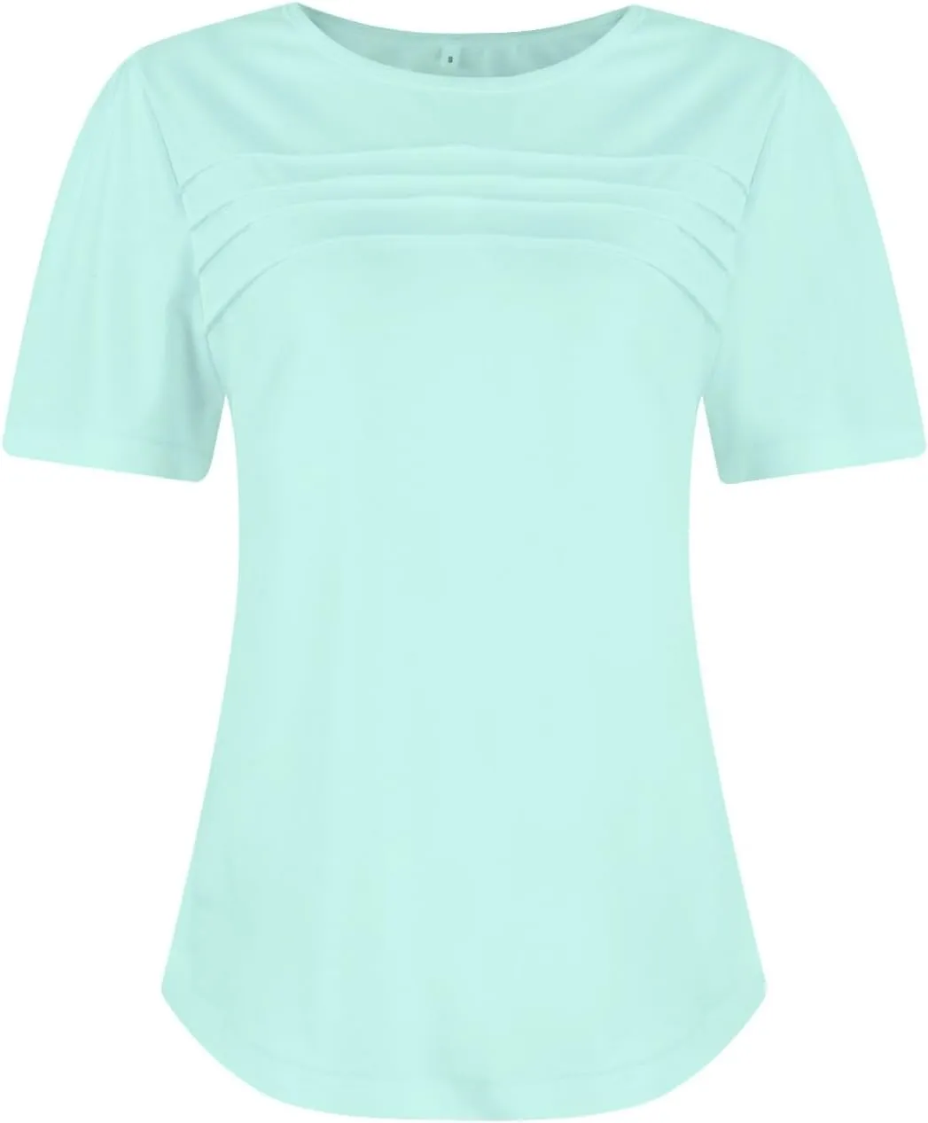 Summer Tops for Women 2025 Trendy Dressy Casual Elegant Front Pleated T Shirts Short Sleeve O Neck Office Blouses