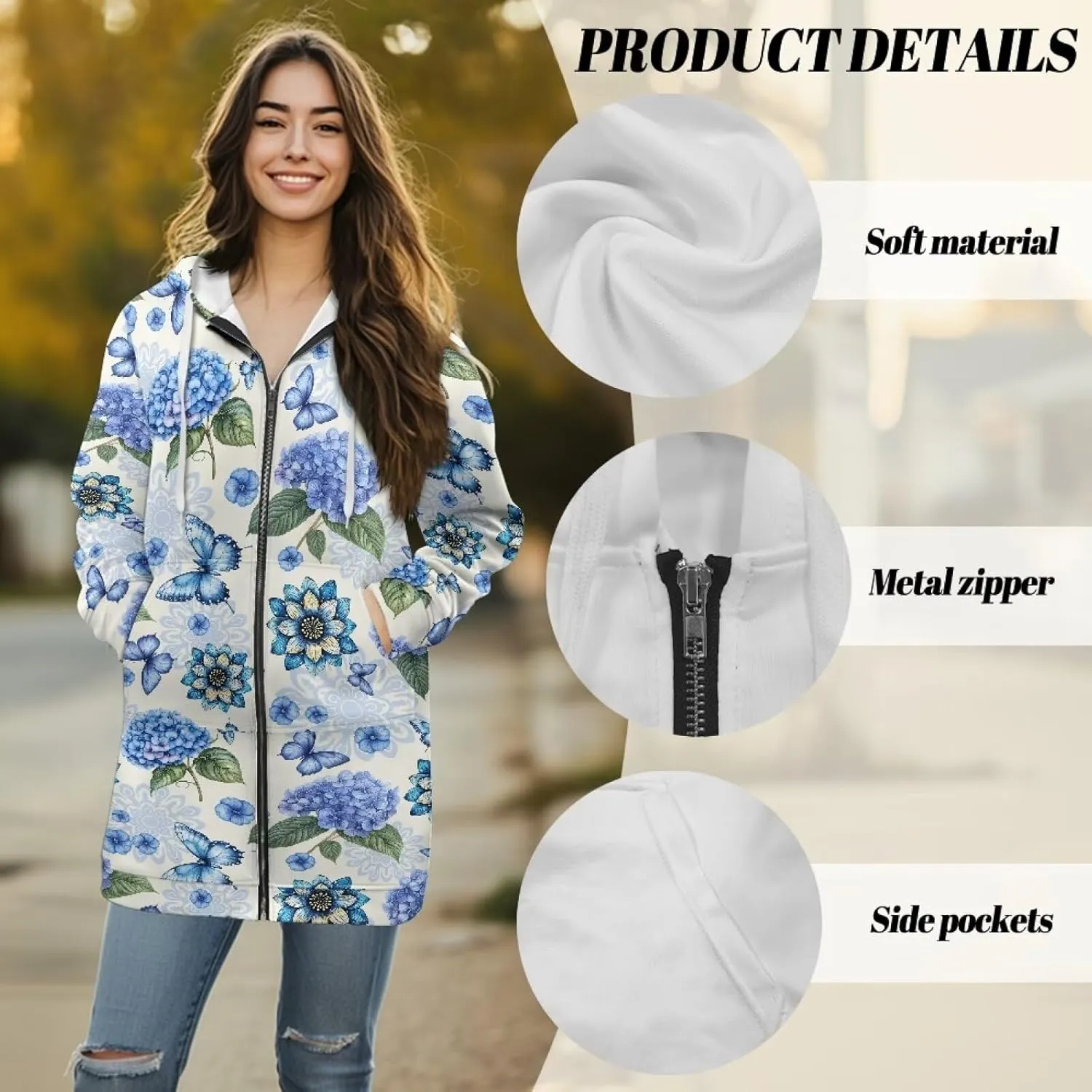 Suobstales Women's Zip Up Hoodies Oversized Fleece Long Sleeve Sweatshirts Casual Fall Jacket Coat with Pocket (S-3XL)