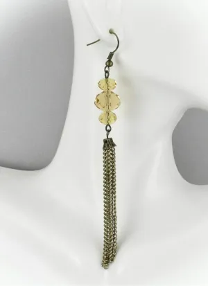 Tassel Earrings For Women Set Fringe Metal Multi Chain Earrings For Women Set Dangle Yellow Beads 4.25" Long