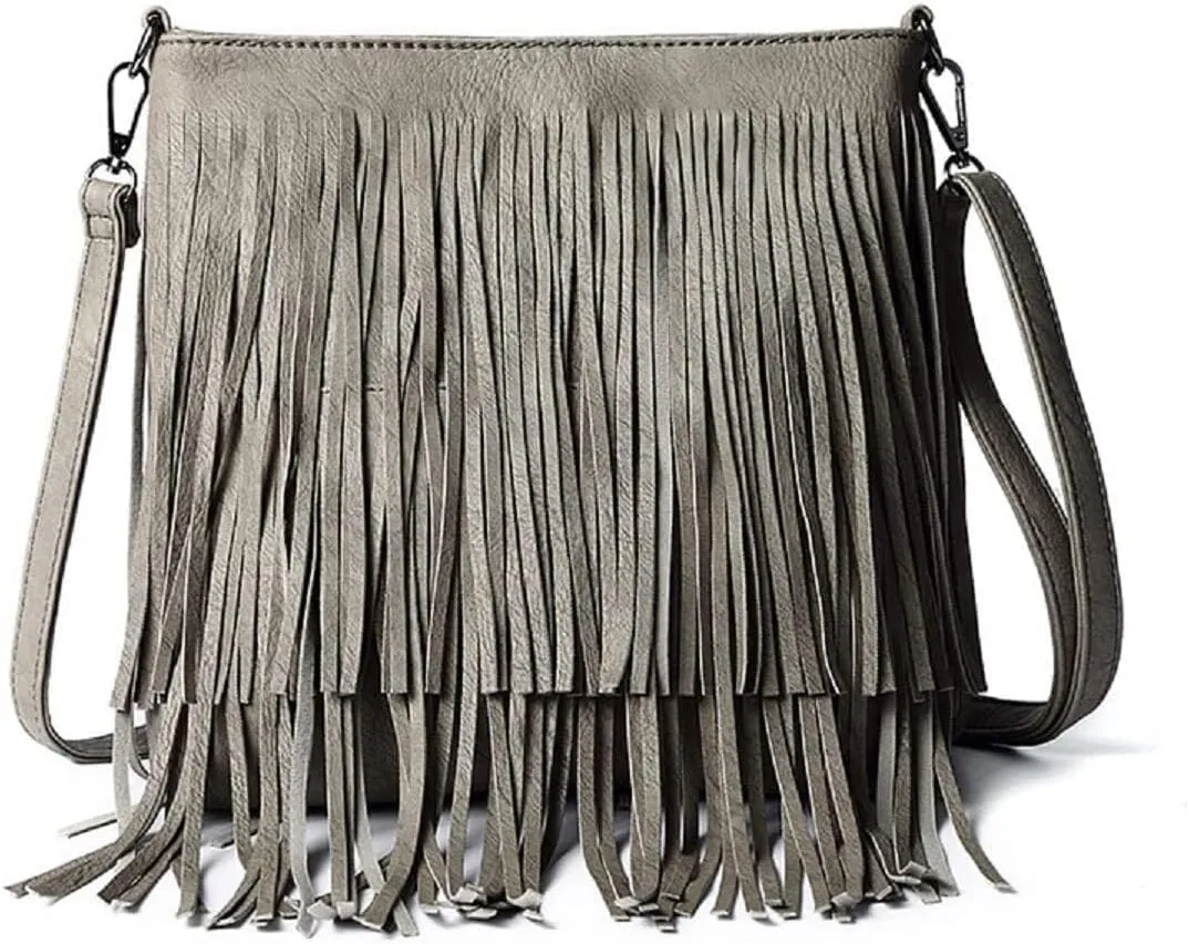 Tassel Shoulder Bags Women's PU Leather Crossbody Bag Satchel Fashion Top-Handle Bags Zipper Hobo Bag Handbag Purse