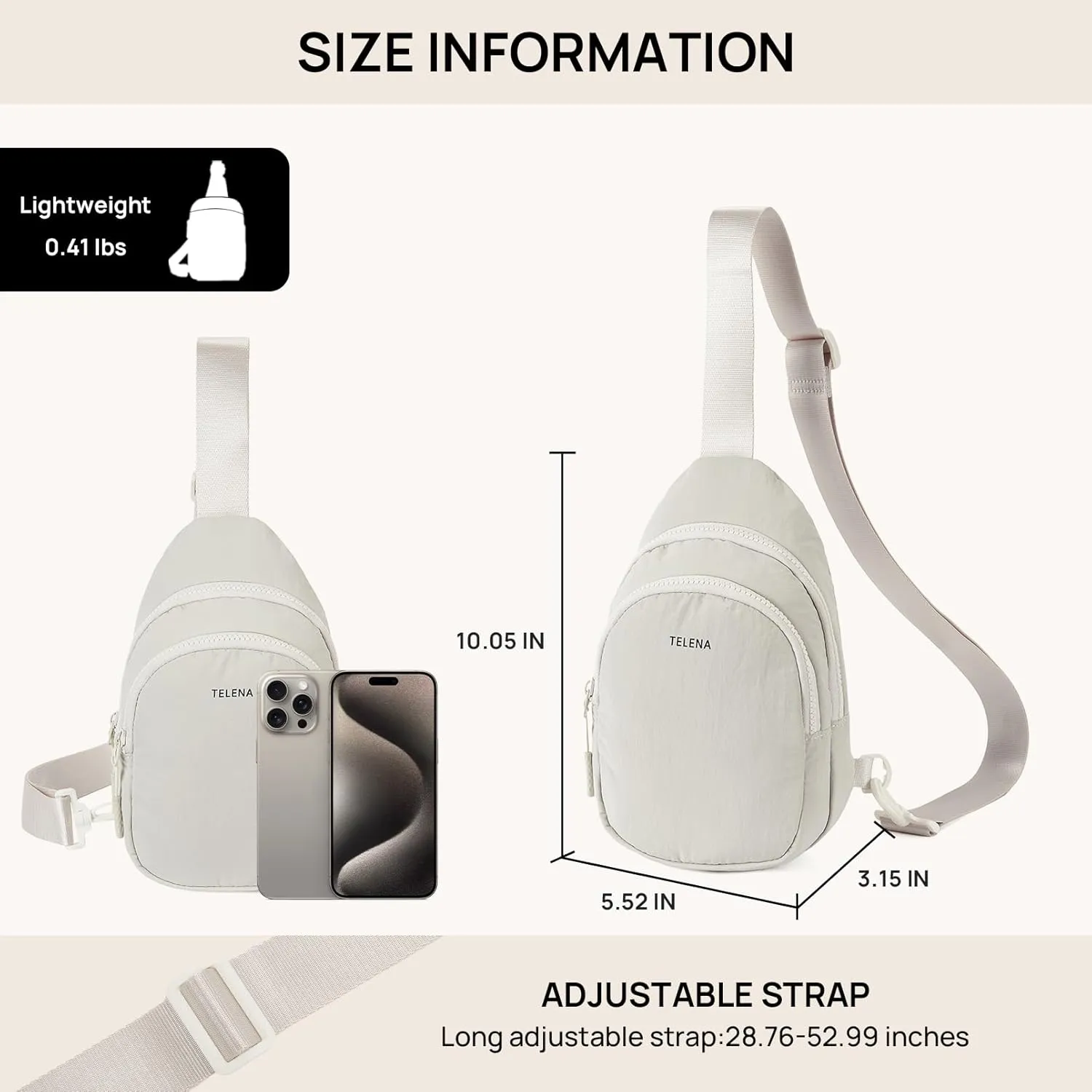 Telena Sling Bag for Women Crossbody Bags Fashion Fanny Pack Cross Body for Travel Hiking Cycling 0-Beige