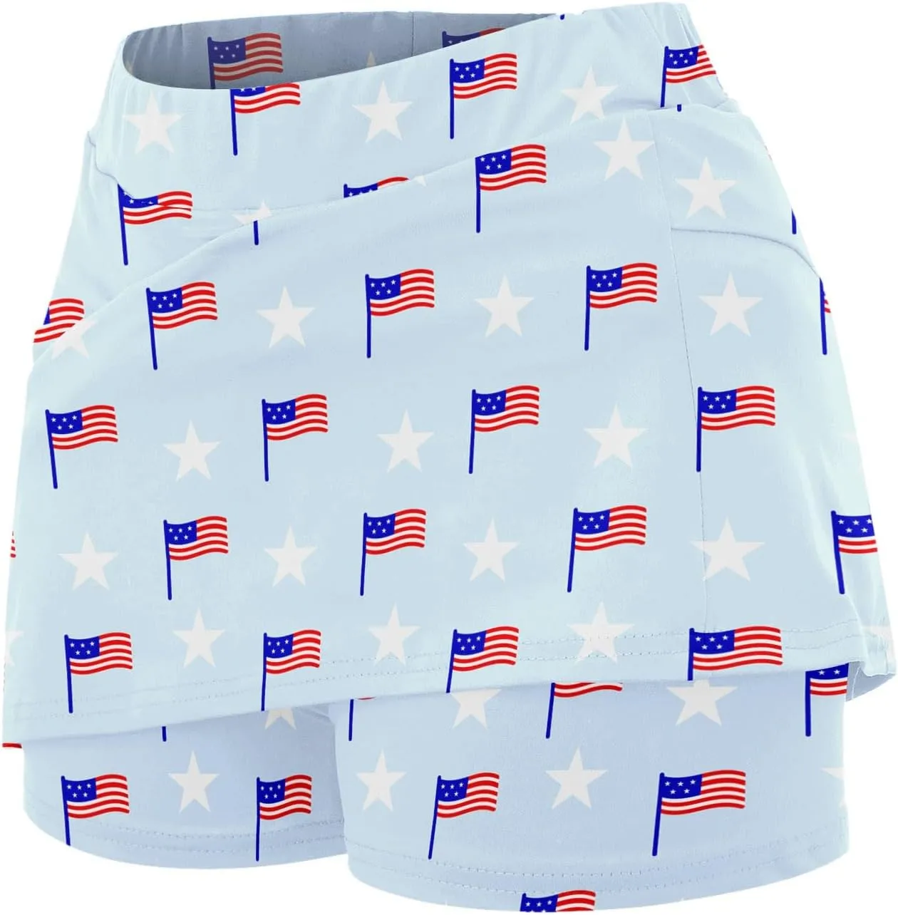 Tennis Skirts for Women 2025 4th of July Flag Graphic Print Athletic Golf Skorts with Pockets High Waist Elastic Yoga Skirts