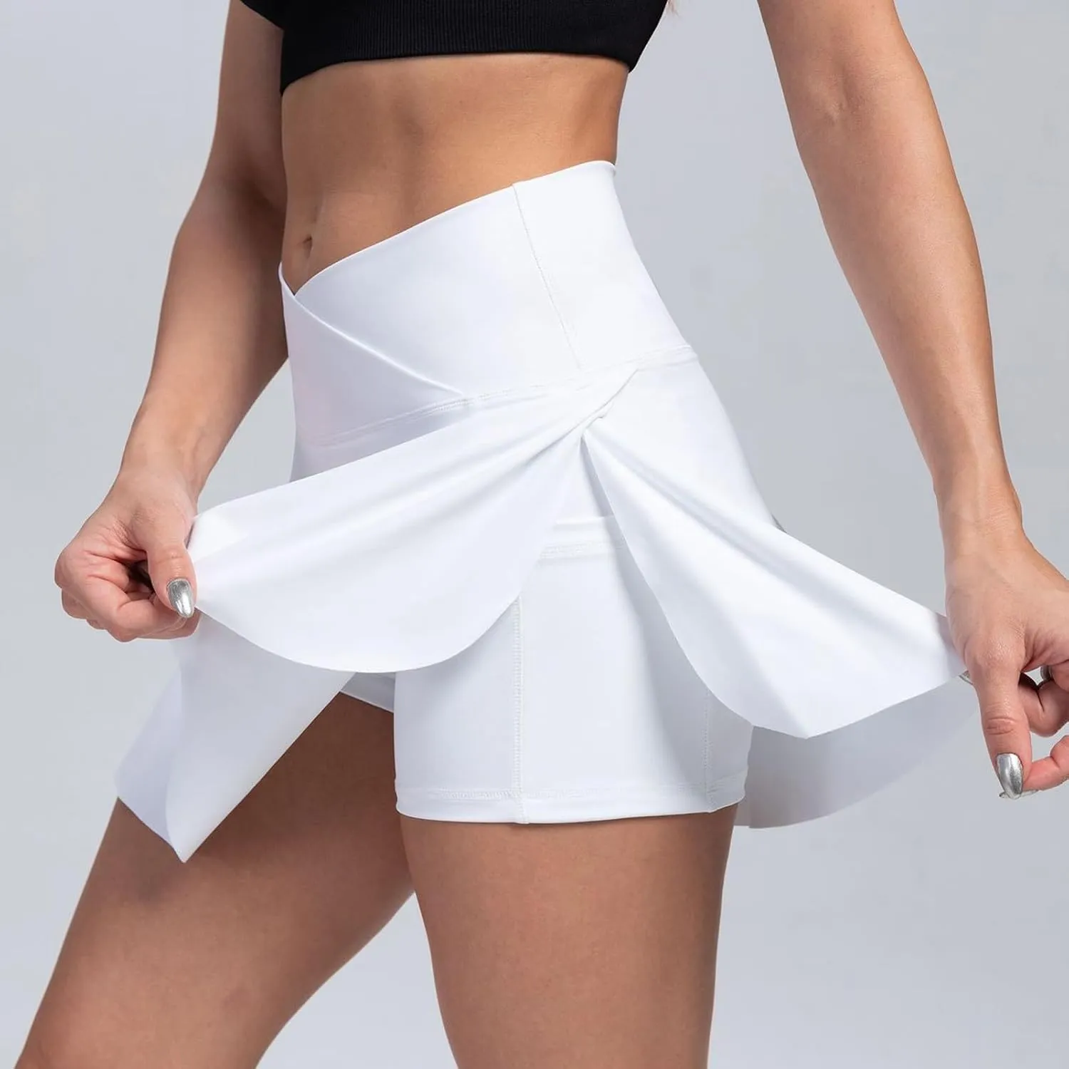 Tennis Skirts for Women with Shorts Athletic Skorts High Waisted Skater Golf Skirt Crossover Yoga Shorts Pickleball Outfits