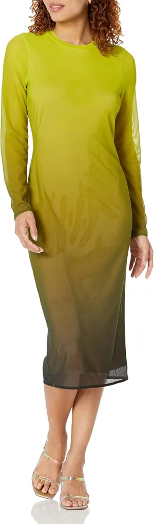 The Drop Women's Gene Mesh Long-Sleeve Midi Dress with Open-Back