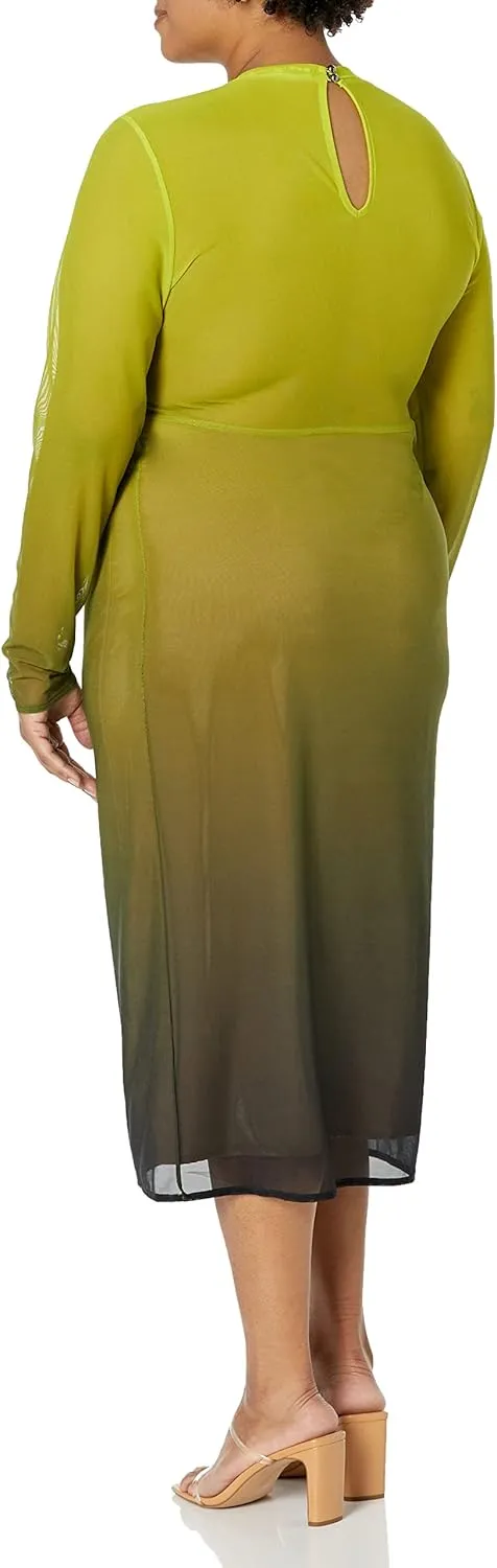 The Drop Women's Gene Mesh Long-Sleeve Midi Dress with Open-Back