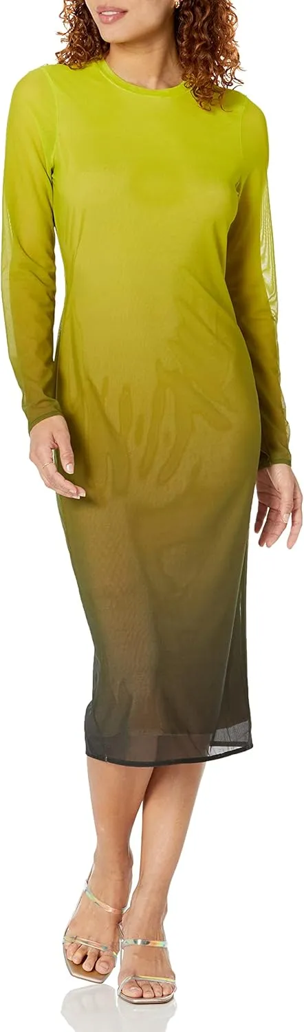 The Drop Women's Gene Mesh Long-Sleeve Midi Dress with Open-Back