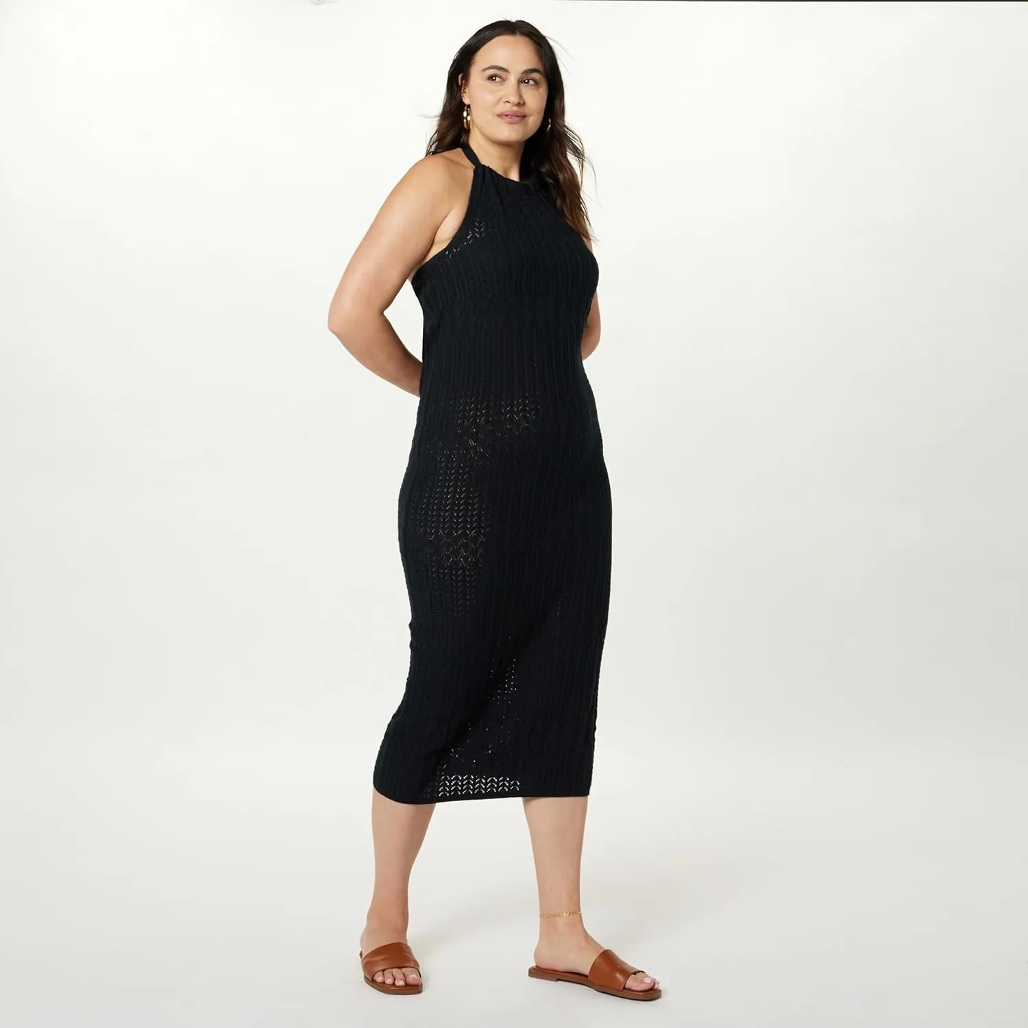 The Drop Women's Jayla Sleeveless Crochet Midi Dress