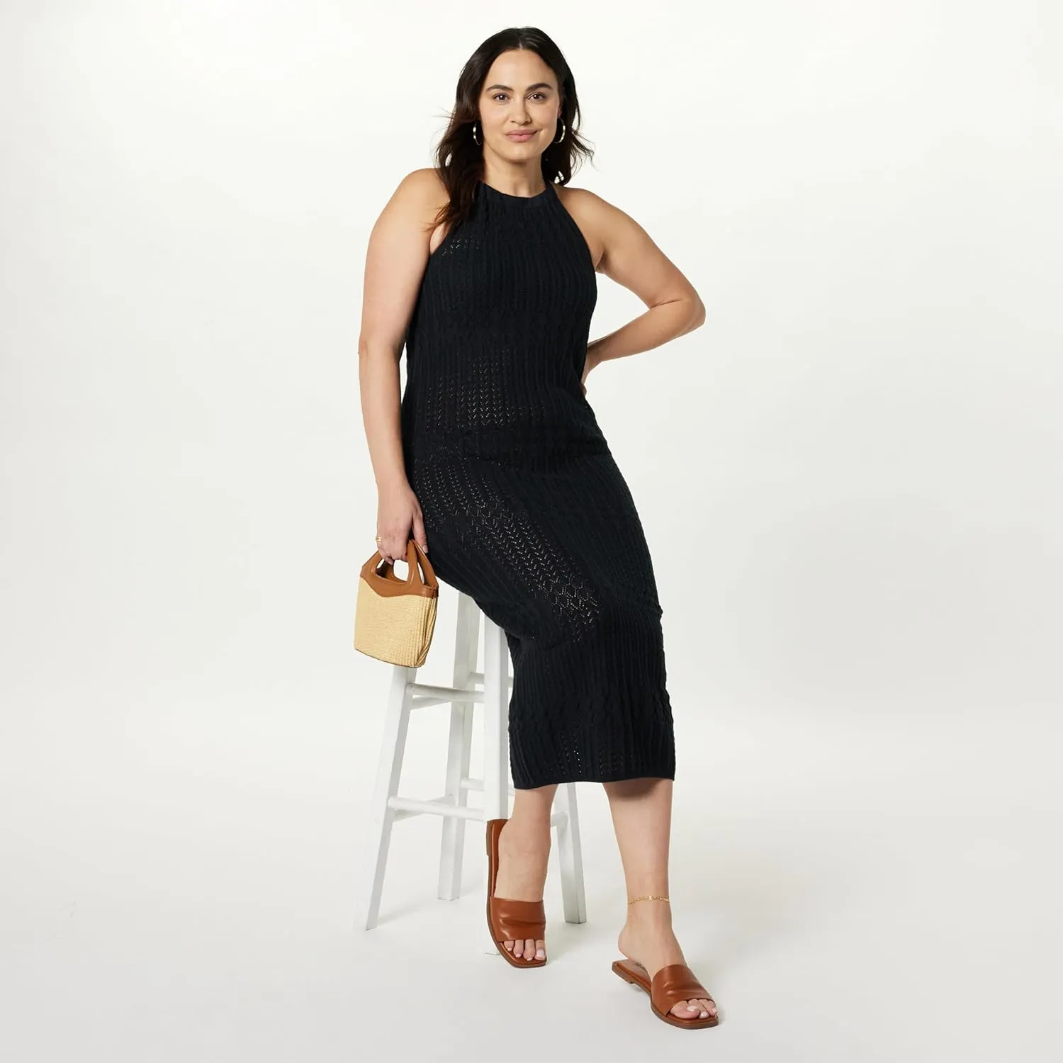 The Drop Women's Jayla Sleeveless Crochet Midi Dress