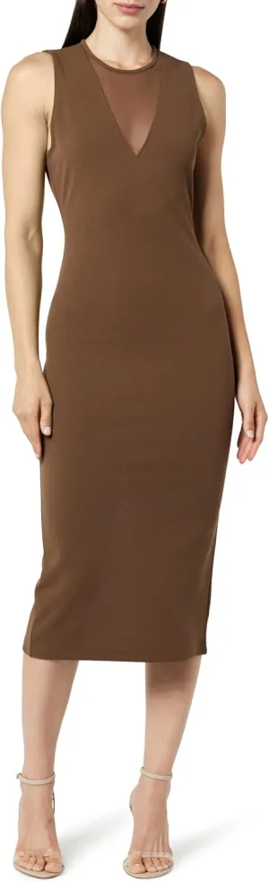 The Drop Women's Joce Mesh V-Neck Midi Dress