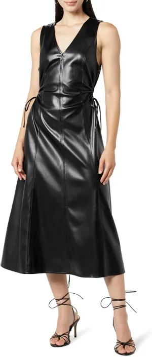The Drop Women's Sabi Vegan Leather Cutout Midi Dress