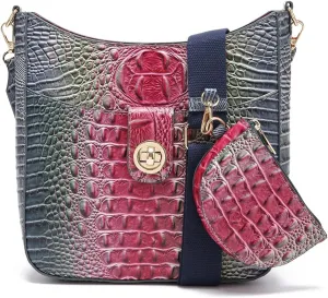 UBALDI Women Purse Satchel Bag Long Crossbody Classy Tote Bag Shoulder Purse Vegan Leather Ladies Handbags Embossed Pattern