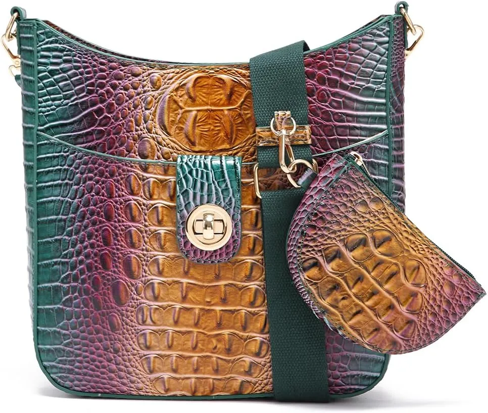 UBALDI Women Purse Satchel Bag Long Crossbody Classy Tote Bag Shoulder Purse Vegan Leather Ladies Handbags Embossed Pattern