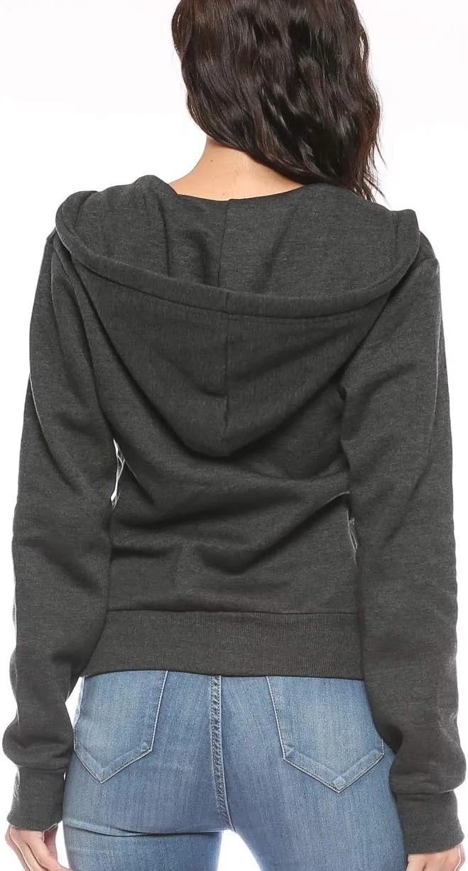 Urban Look Womens Active Long Sleeve Fleece Zip Up Hoodie with Plus Size