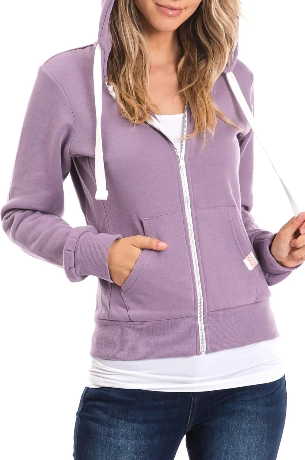 Urban Look Womens Active Long Sleeve Fleece Zip Up Hoodie with Plus Size