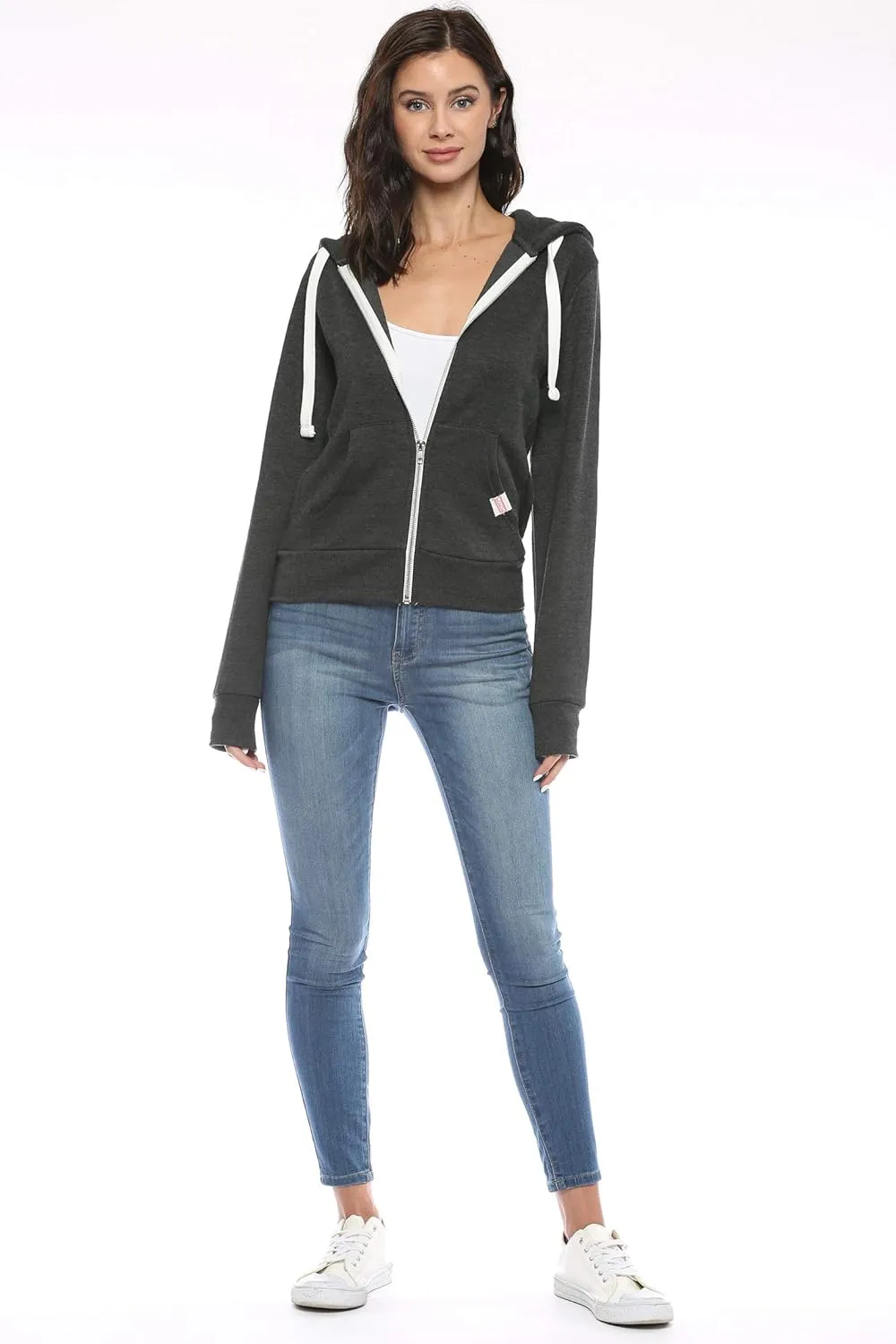 Urban Look Womens Active Long Sleeve Fleece Zip Up Hoodie with Plus Size