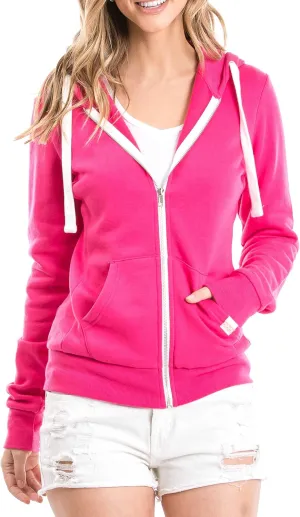 Urban Look Womens Active Long Sleeve Fleece Zip Up Hoodie with Plus Size