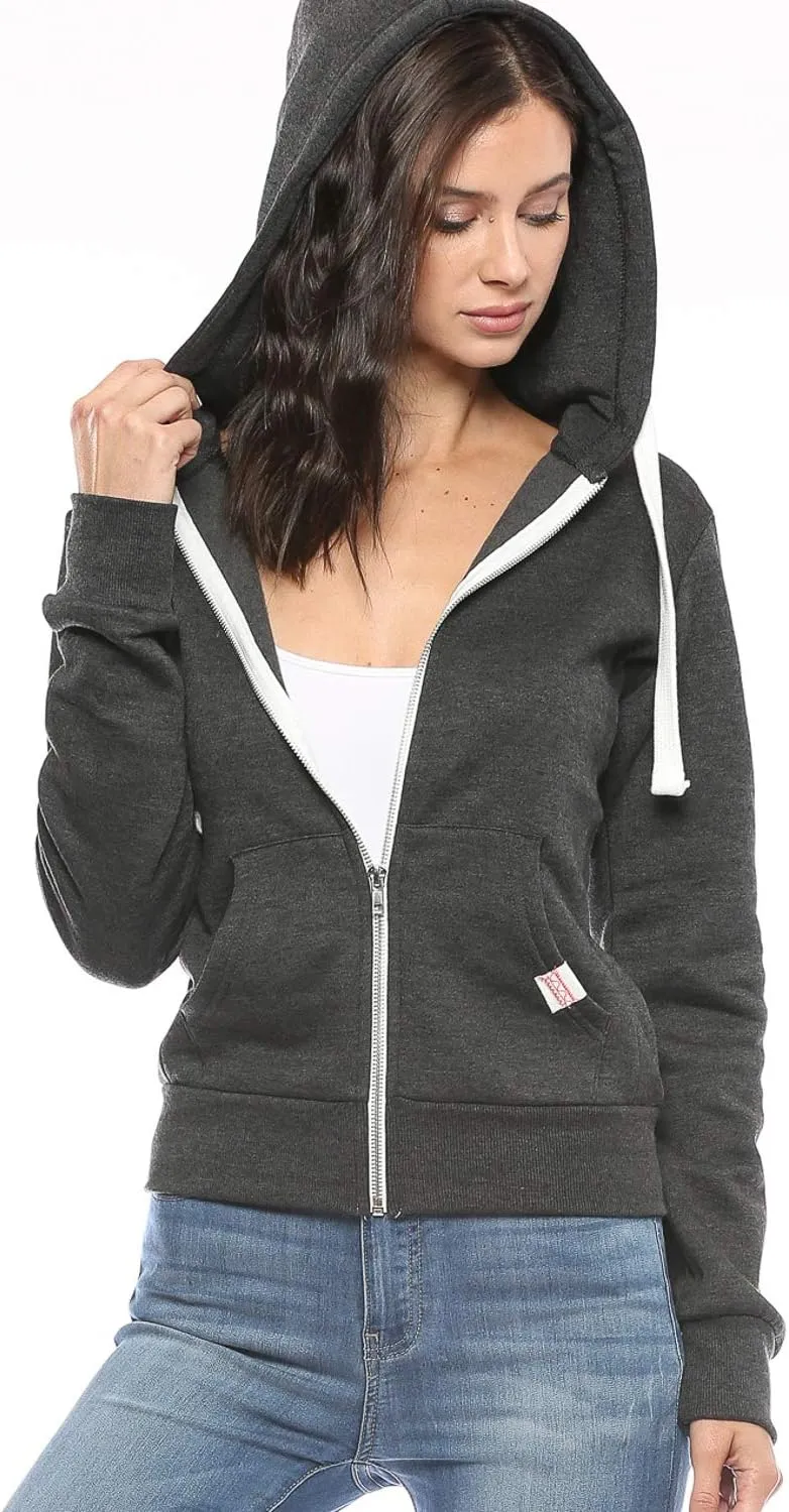 Urban Look Womens Active Long Sleeve Fleece Zip Up Hoodie with Plus Size