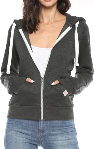 Urban Look Womens Active Long Sleeve Fleece Zip Up Hoodie with Plus Size