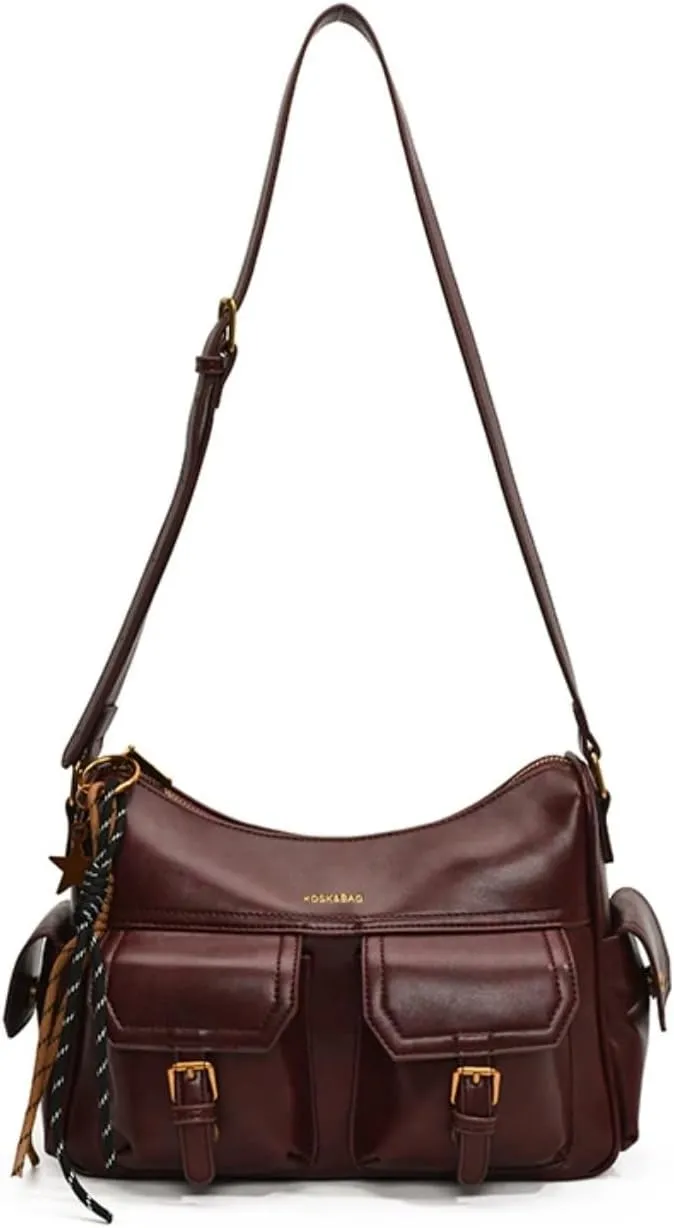Vintage Vegan Leather Crossbody Bag Designer Handbags Women Tote Bag Cute Shoulder Purse Y2k Punk Streetwear