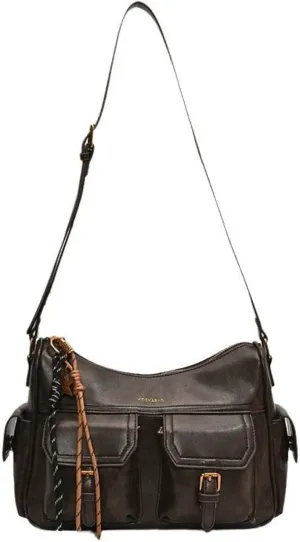 Vintage Vegan Leather Crossbody Bag Designer Handbags Women Tote Bag Cute Shoulder Purse Y2k Punk Streetwear