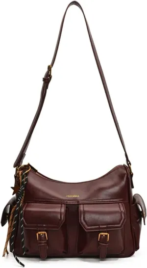 Vintage Vegan Leather Crossbody Bag Designer Handbags Women Tote Bag Cute Shoulder Purse Y2k Punk Streetwear