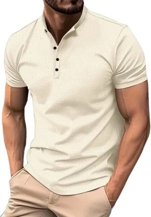 Waffle Polo Shirt for Men, Blade Collar Golf Polo Shirts 2024 Pique Short Sleeve Casual Classic Cotton Tee Shirts