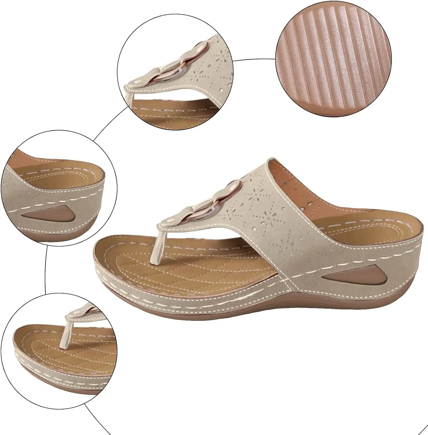 Wedge Sandals for Women Flip Flops With Arch Support, Women's Wedge Sandal, Orthopedic Recovery Walking Shoes