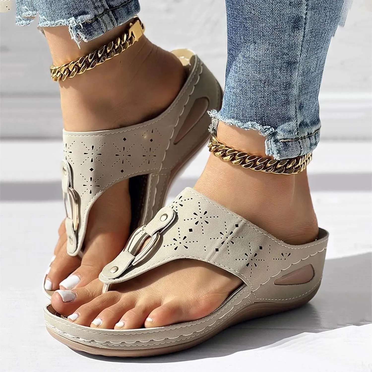 Wedge Sandals for Women Flip Flops With Arch Support, Women's Wedge Sandal, Orthopedic Recovery Walking Shoes