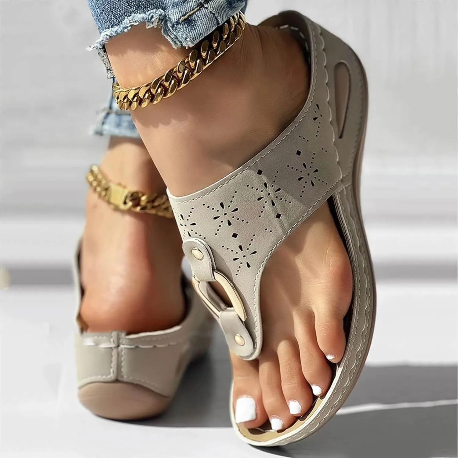 Wedge Sandals for Women Flip Flops With Arch Support, Women's Wedge Sandal, Orthopedic Recovery Walking Shoes