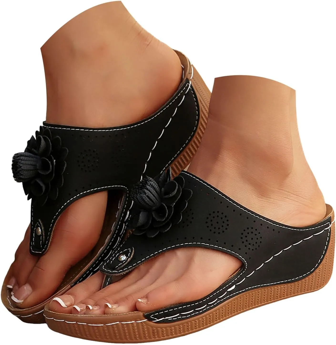Wedge Sandals for Women Flower Summer Flip Flops Women's Orthopedic Slides Indoor Slippers, Gift For Mom/Wife