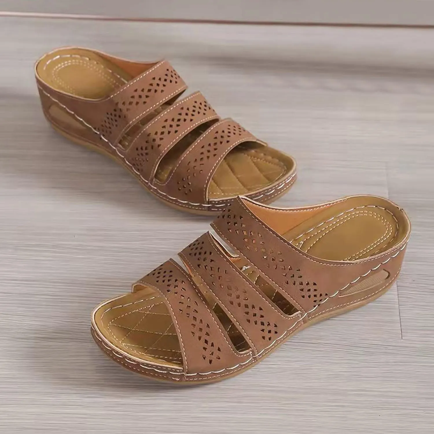 Wedge Sandals for Women Hollow Wedge Wide Sandal Womens Breathable Slippers Arch Support Orthopedic Shoes