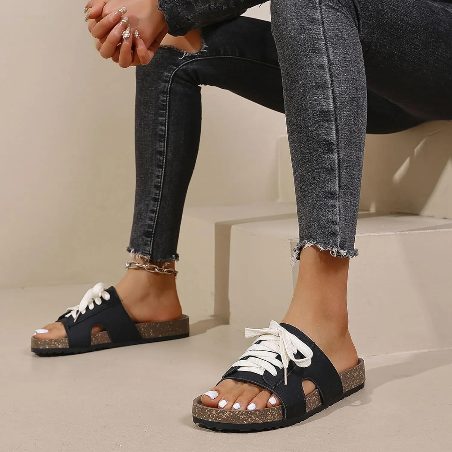 Wedge Sandals for Women Metal Decoration Slippers For Woman Wedge Heeled Slides For Womens Orthopedic Sandal