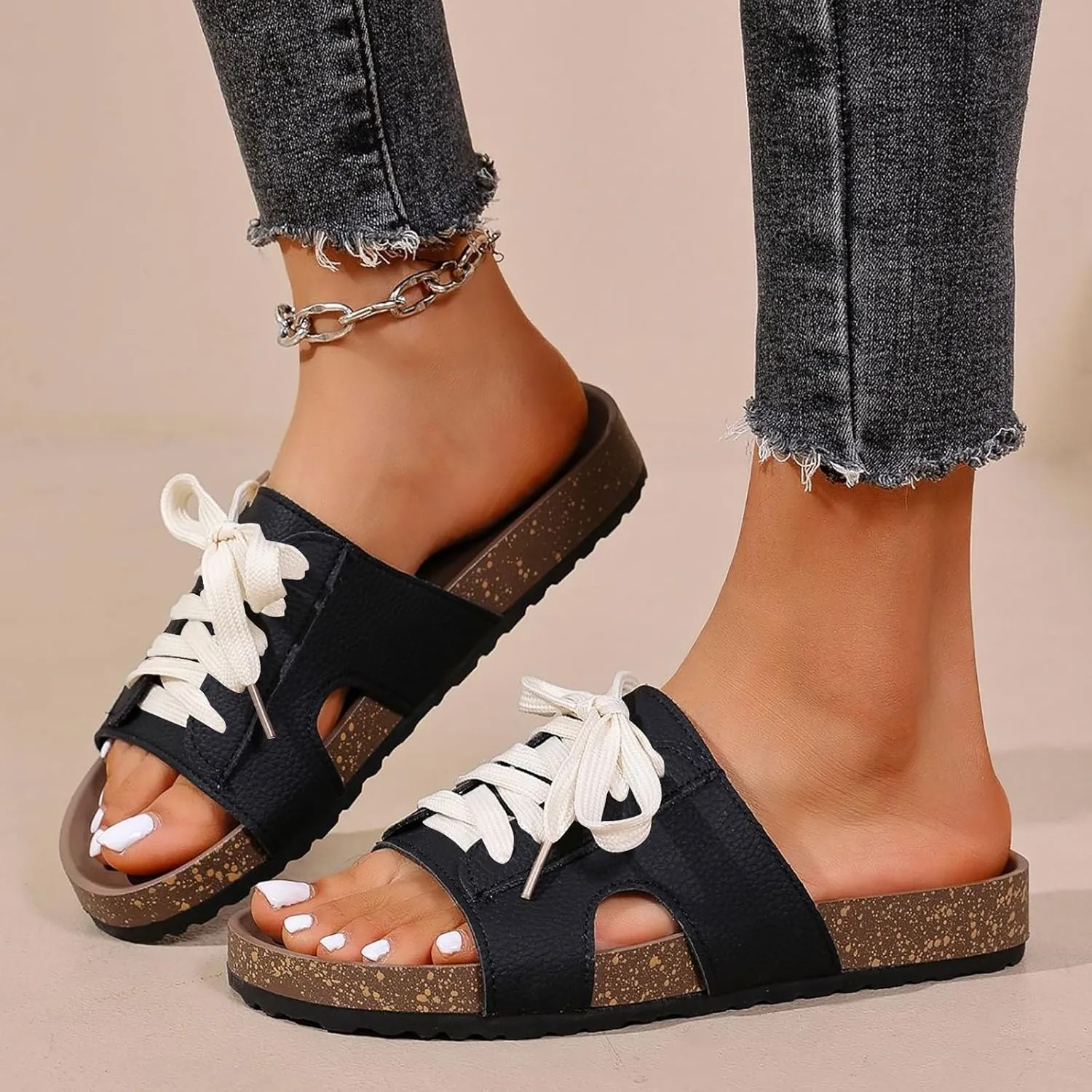 Wedge Sandals for Women Metal Decoration Slippers For Woman Wedge Heeled Slides For Womens Orthopedic Sandal