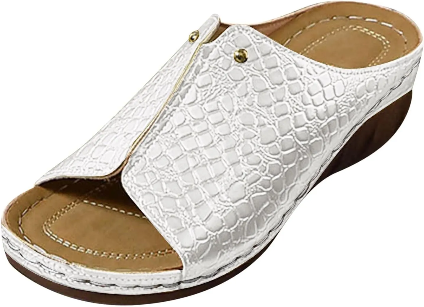 Wedge Sandals for Women Python Pattern Slippers Summer Wide Width Orthopedic Sandal For Womens Recovery Shoes