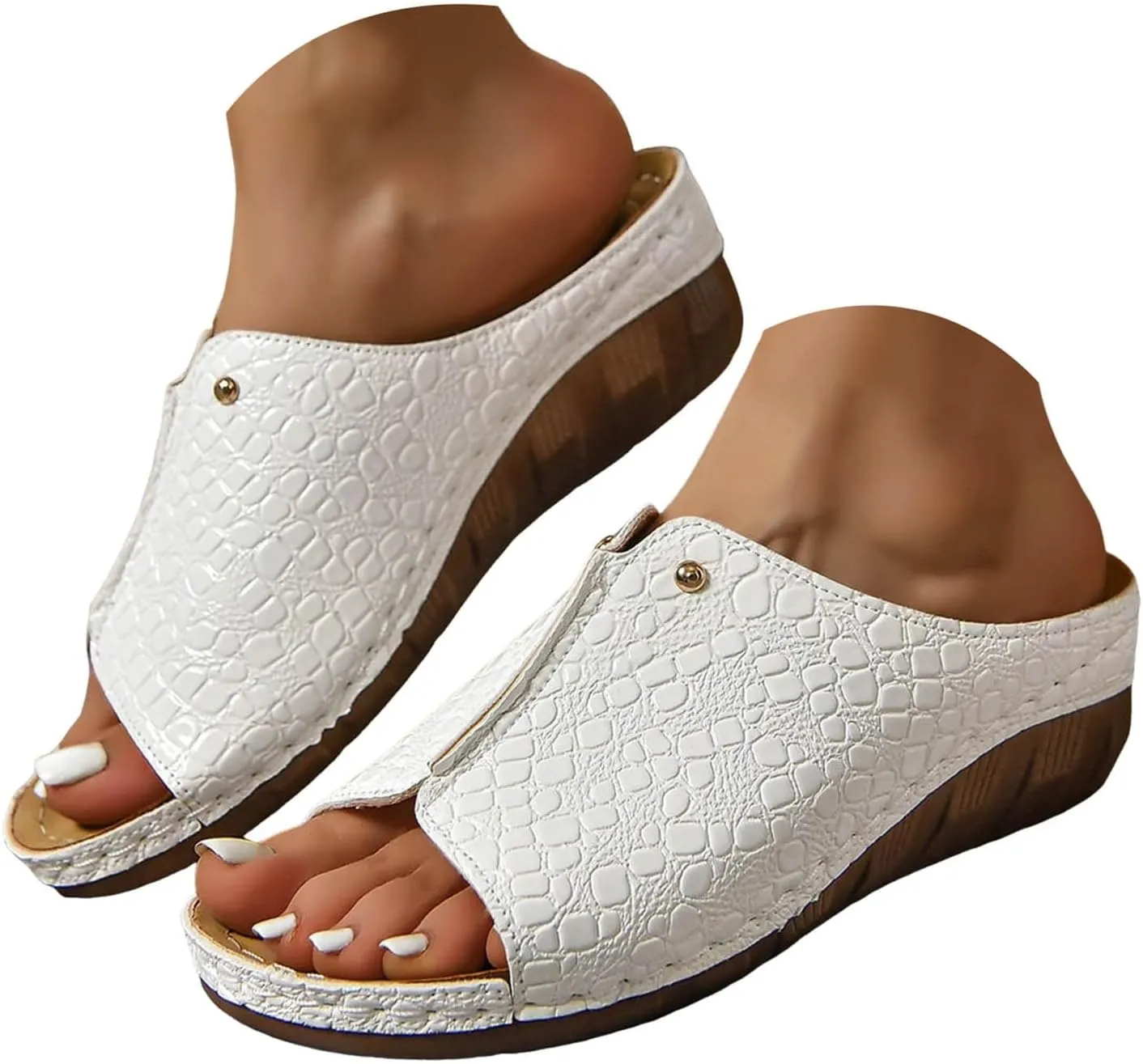Wedge Sandals for Women Python Pattern Slippers Summer Wide Width Orthopedic Sandal For Womens Recovery Shoes
