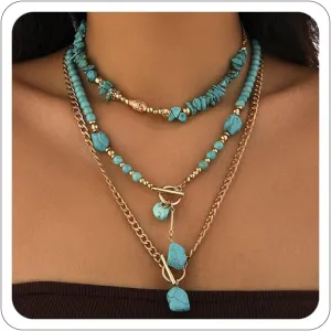 Western Necklaces for Women Country Concert Outfits Boho Turquoise Necklace Cowgirl Cowboy Layered Necklace Bohemian Vintage Country Accessorie