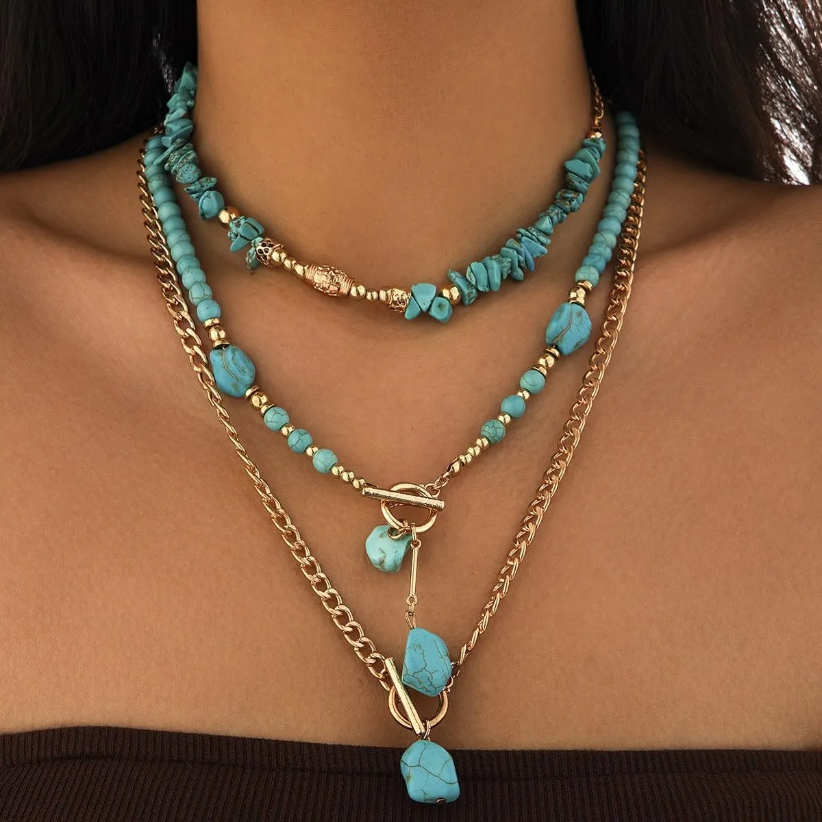 Western Necklaces for Women Country Concert Outfits Boho Turquoise Necklace Cowgirl Cowboy Layered Necklace Bohemian Vintage Country Accessorie
