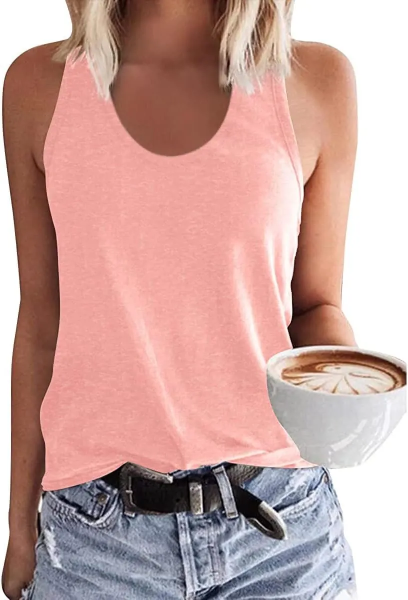 Woffccrd Womens Tank Tops Summer Sleeveless Shirts Casual O-Neck Cami Shirts Summer T Shirts Basic Tops