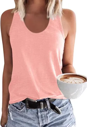 Woffccrd Womens Tank Tops Summer Sleeveless Shirts Casual O-Neck Cami Shirts Summer T Shirts Basic Tops