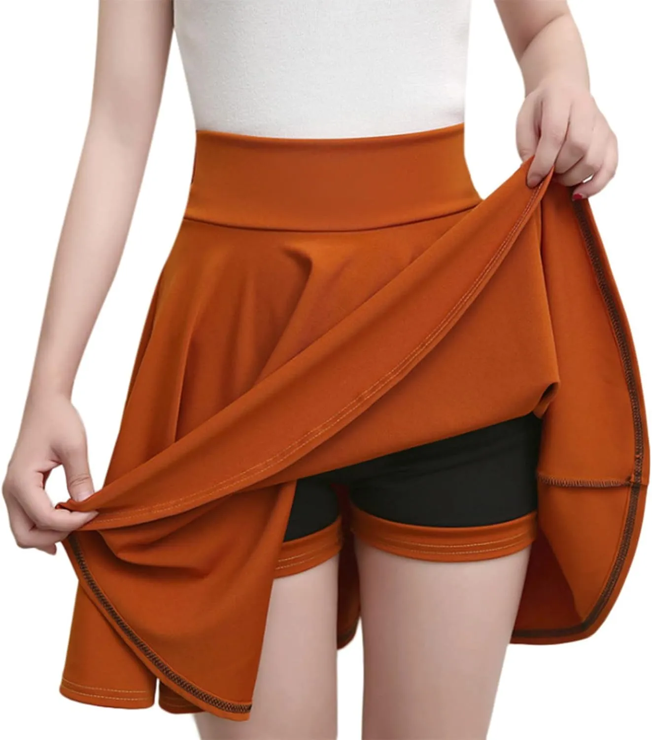Women Casual Skater Skirt with Shorts High Waist Flared Skorts Pleated Mini Tennis Skirt Athletic Golf Workout Skort