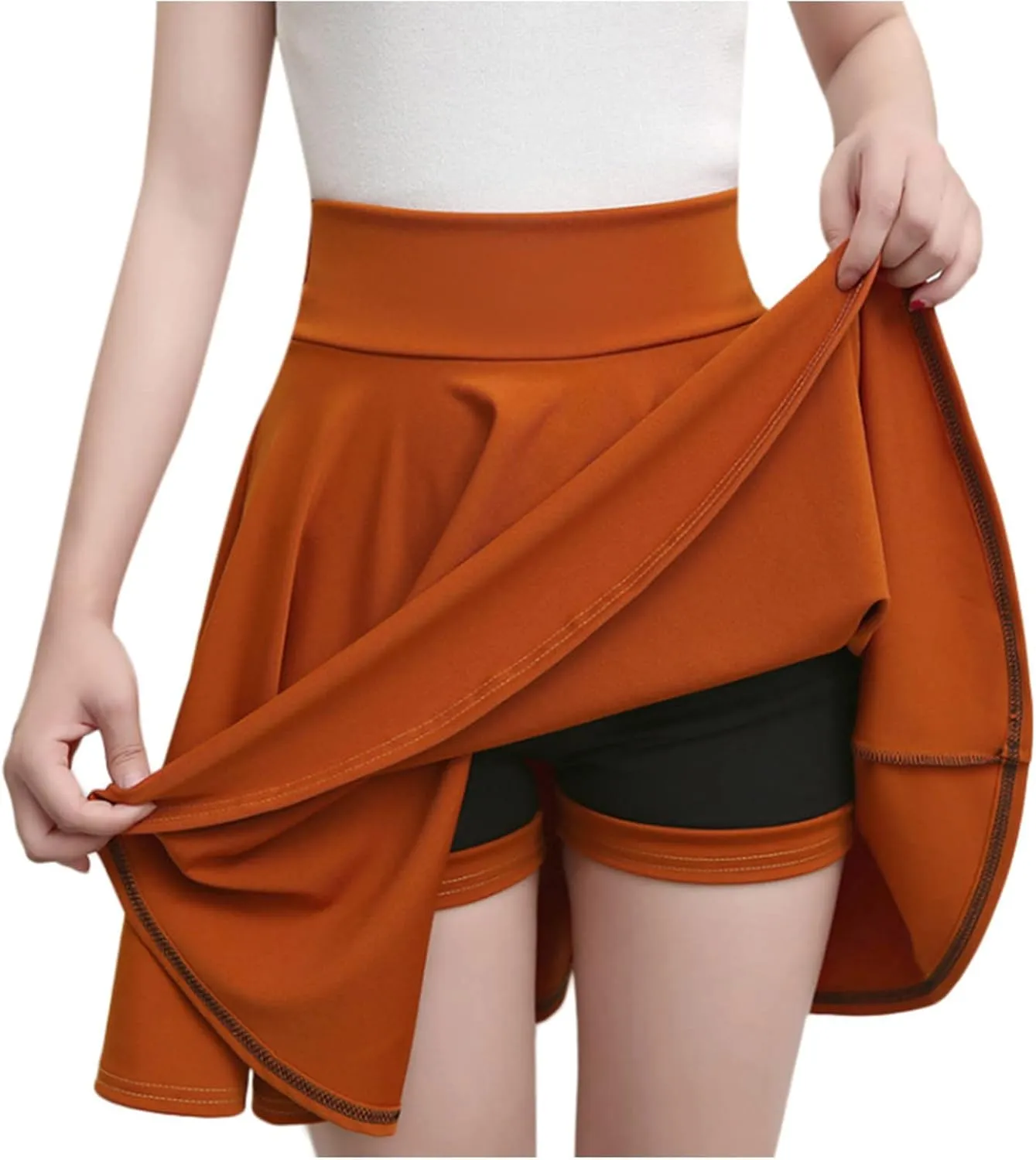 Women Casual Skater Skirt with Shorts High Waist Flared Skorts Pleated Mini Tennis Skirt Athletic Golf Workout Skort
