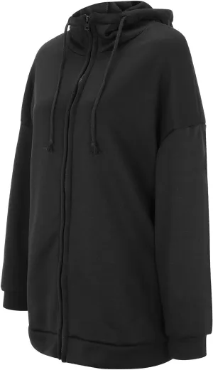 Women Oversized Hoodies Winter Thick Turtleneck Hooded Zipper Sweatshirt Baggy Turtleneck Coat Casual Y2K Sports Tops