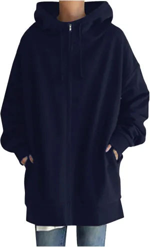 Women Oversized Hoodies Winter Thick Turtleneck Hooded Zipper Sweatshirt Baggy Turtleneck Coat Casual Y2K Sports Tops