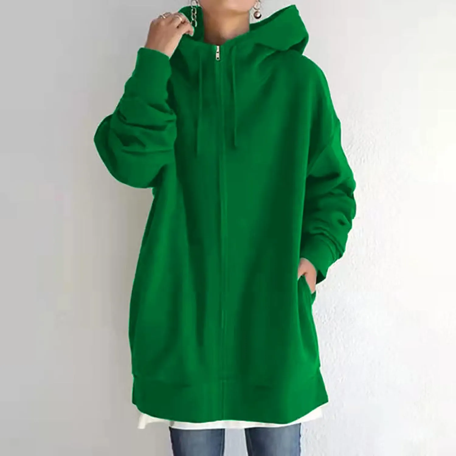 Women Oversized Hoodies Winter Thick Turtleneck Hooded Zipper Sweatshirt Baggy Turtleneck Coat Casual Y2K Sports Tops