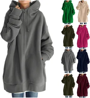 Women Oversized Hoodies Winter Thick Turtleneck Hooded Zipper Sweatshirt Baggy Turtleneck Coat Casual Y2K Sports Tops